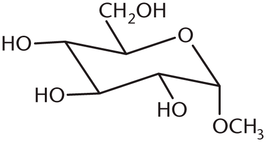 same skeleton as starting reagent but with hydroxyl group on C-1 replaced with methoxy group