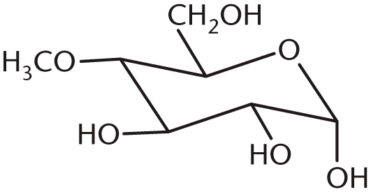 same skeleton as starting reagent but with hydroxyl group on C-4 replaced with methoxy group