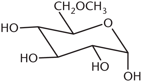 same skeleton as starting reagent but with hydroxyl group on C-6 replaced with methoxy group