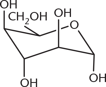 chair-form sugar with hydroxyl groups on C-1 and 3 "down"