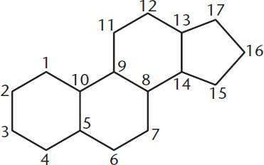 three cyclohexane rings and cyclopentane ring fused together