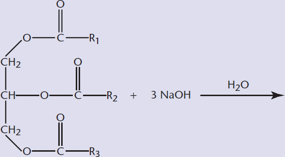triacylglycerol mixed with a strong base and water will yield a product