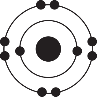 two electrons in shell 1, eight in shell 2