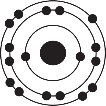 two electrons in shell 1, eight in shell 2, seven in shell 3