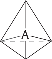 central "A" inside a tetrahedron