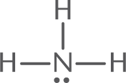 nitrogen with lone pair and three single bonds to hydrogens