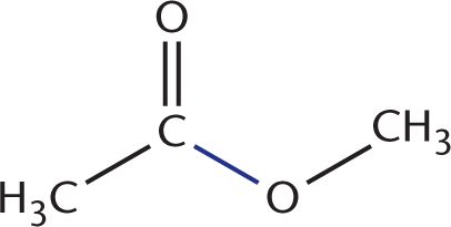 central carbon bonded to CH3, double bonded to O, and an emphasis on the bond to OCH3