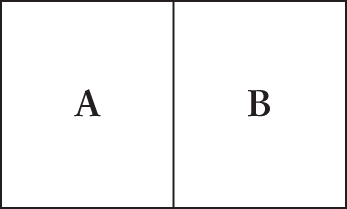 two adjacent rectangles, A and B